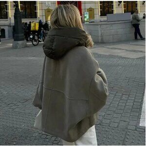 ZARA Inspired Cropped Green Jacket with removable hood